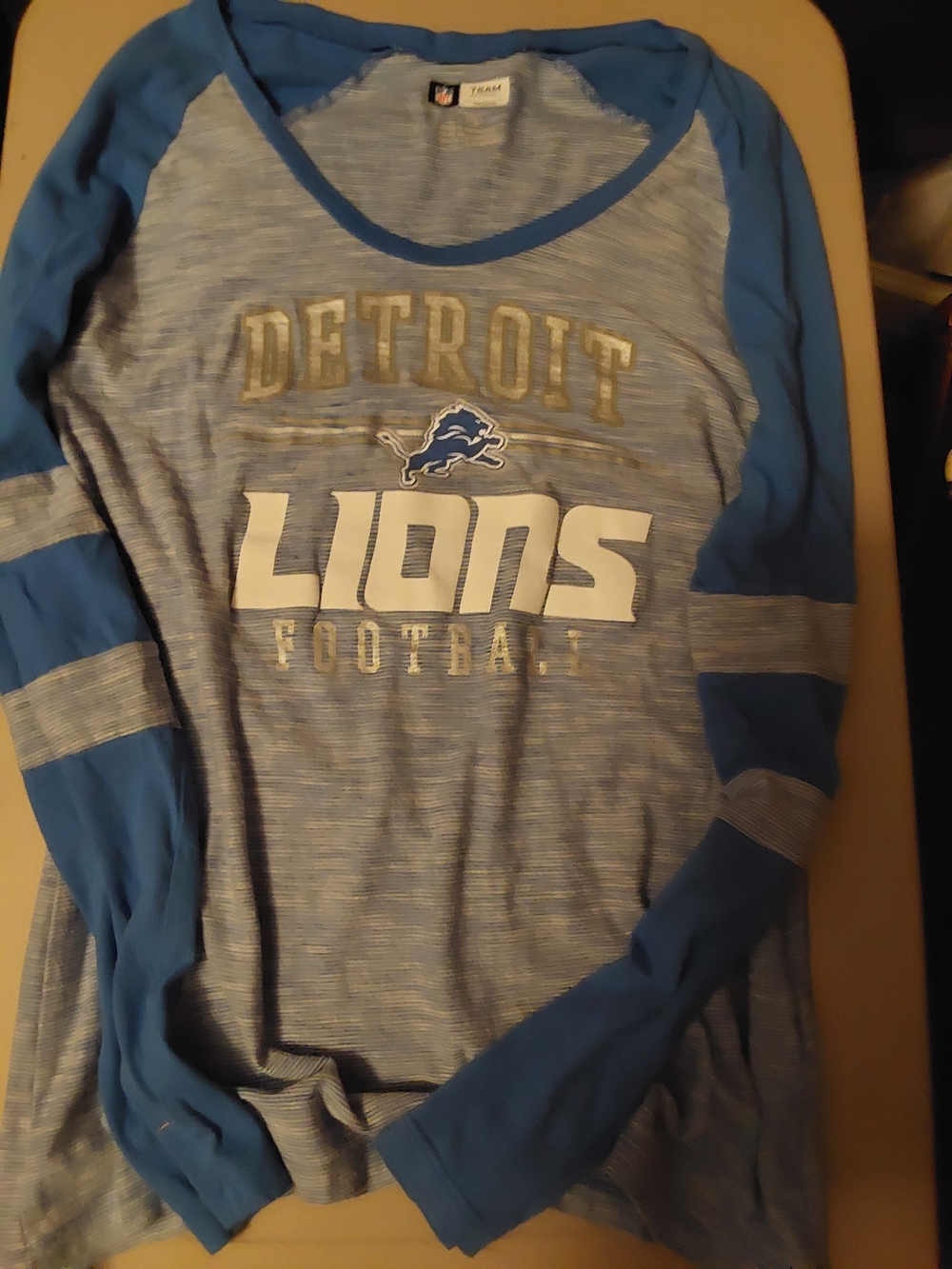 NFL Detroit Lions Light Blue and Royal Blue Long Sleeve Tee